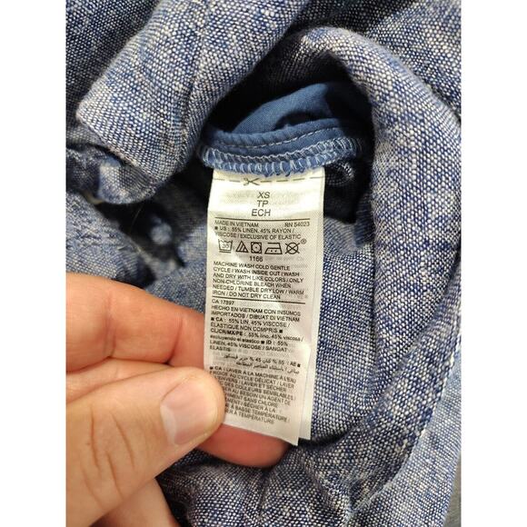 Old Navy Jumpsuit Linen Rayon Blend Womens Blue Chambray Spaghetti Strap Size XS - Picture 9 of 10